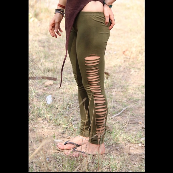 Pants - Slit Weave Leggings Custom Made/Hand Dyed & Cut